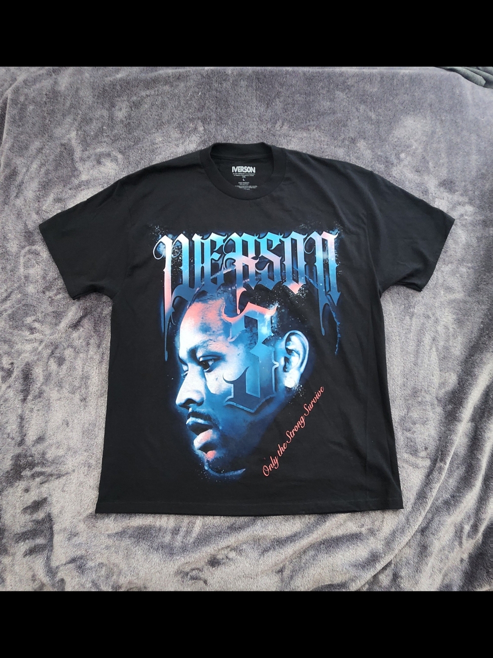 Allen IVERSON #3 Black Graphic Tee with Blue Portrait